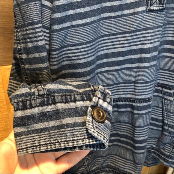 American Eagle Blue Striped Lightweight Hoodie with Buttons size XL Men’s - Picture 7 of 11